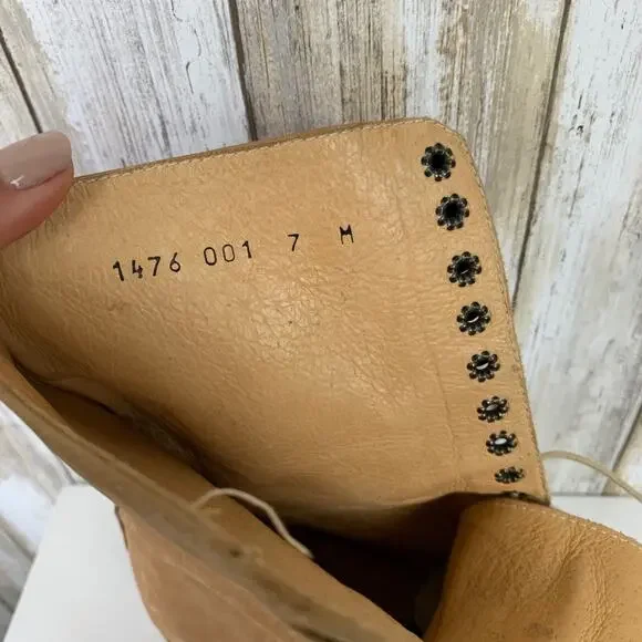 David Aaron Mid Calf Tan Nubuck Leather Lace Up Eyelet Heeled Boots 7 M Spain - Picture 10 of 11